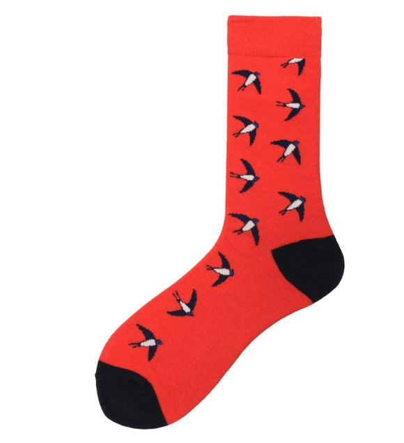 SF631 Red Flying Birds Socks - Iris Fashion Jewelry