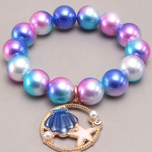 L208 Pearlized Bead Seashell Charm Bracelet - Iris Fashion Jewelry