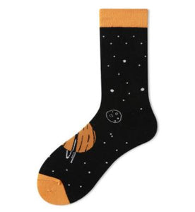 SF242 Black Orange Planet Socks - Iris Fashion Jewelry