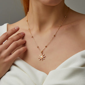 N1492 Gold Opal Gem Sun Necklace FREE Earrings - Iris Fashion Jewelry