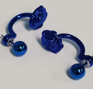 *E365 Royal Blue Rose Peek a Boo Earrings - Iris Fashion Jewelry