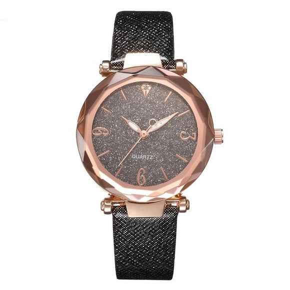 W141 Black Band Glitter Collection Quartz Watch - Iris Fashion Jewelry