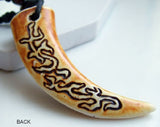 N1812 Carved Tooth Leather Cord Necklace - Iris Fashion Jewelry