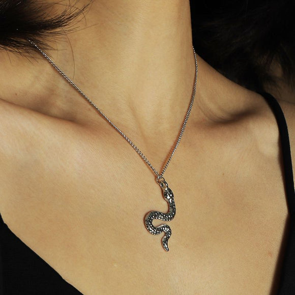 N1223 Silver Snake Necklace with FREE Earrings - Iris Fashion Jewelry