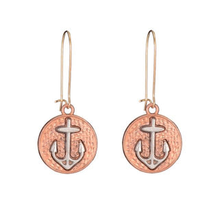 E903 Rose Gold Silver Anchor Dangle Earrings - Iris Fashion Jewelry