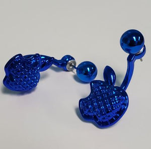*E230 Royal Blue Apple Peek a Boo Earrings - Iris Fashion Jewelry