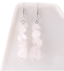 E1325 Light Pink Natural Stone Dangle Earrings - Iris Fashion Jewelry