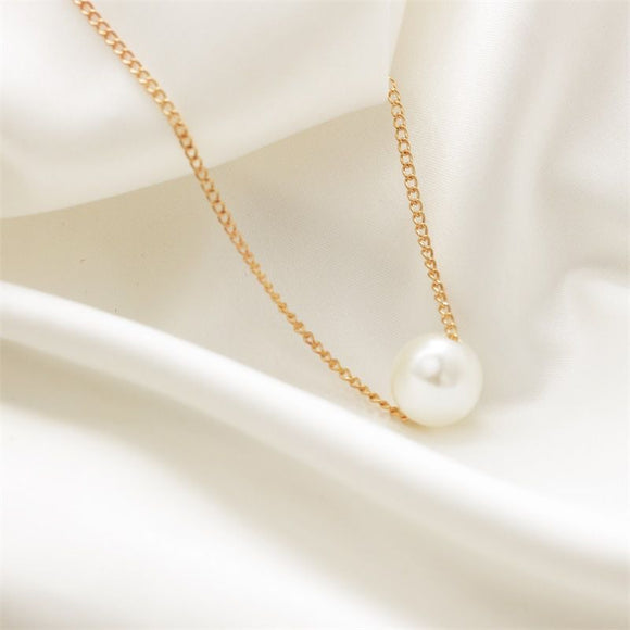 N1015 Gold Single Pearl Necklace with FREE Earrings - Iris Fashion Jewelry