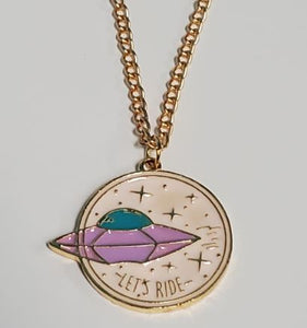 *L506 Gold UFO Lets Ride Necklace - Iris Fashion Jewelry