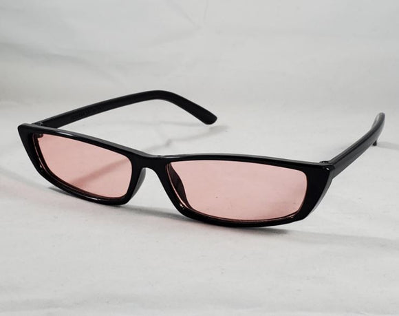 S52 Black Thin Frame Pink Lens Fashion Sunglasses - Iris Fashion Jewelry
