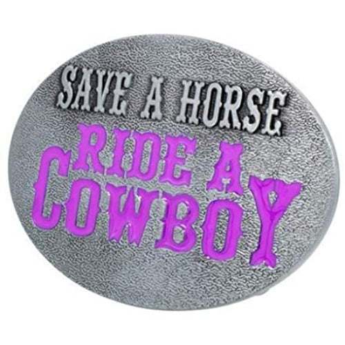 BU267 Save a Horse Ride a Cowboy Belt Buckle - Iris Fashion Jewelry