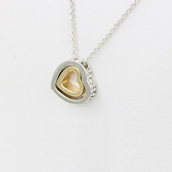 N1811 Silver & Gold Heart Rhinestones Necklace with FREE Earrings - Iris Fashion Jewelry