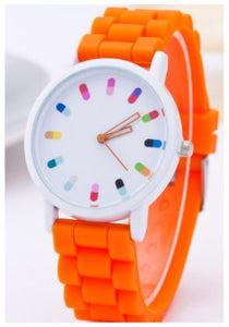 W540 Orange Colorful Silicone Collection Quartz Watch - Iris Fashion Jewelry