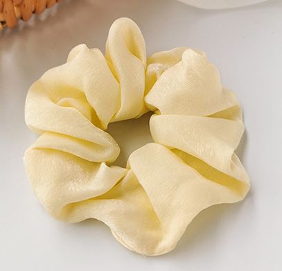 H777 Pale Yellow Satin Hair Scrunchie - Iris Fashion Jewelry