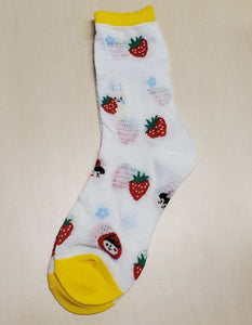 SF1302 White Strawberry Pelerine Socks - Iris Fashion Jewelry