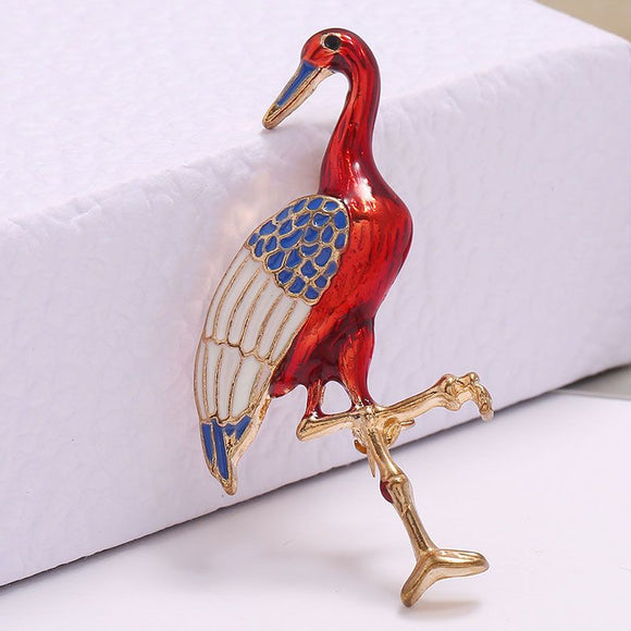 F127 Colorful Crane Bird Fashion Pin - Iris Fashion Jewelry