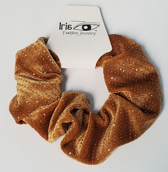 H436 Bronze Glitter Hair Scrunchie - Iris Fashion Jewelry