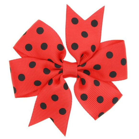 H545 Small Red Black Polka Dot Bow Hair Clip - Iris Fashion Jewelry