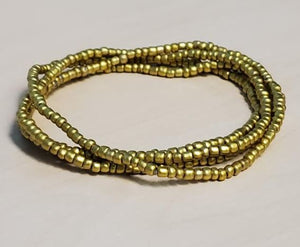 B1112 Metallic Gold Seed Beads Strand Bracelet - Iris Fashion Jewelry