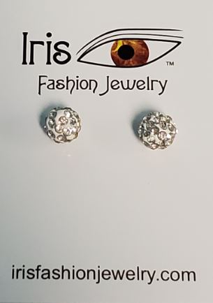 *E727 White Ball Crystal Rhinestones Magnetic Earrings - Iris Fashion Jewelry