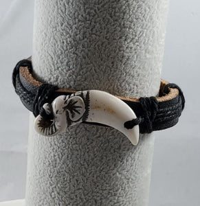 B228 Elephant Tooth Faux Bone Leather Bracelet - Iris Fashion Jewelry