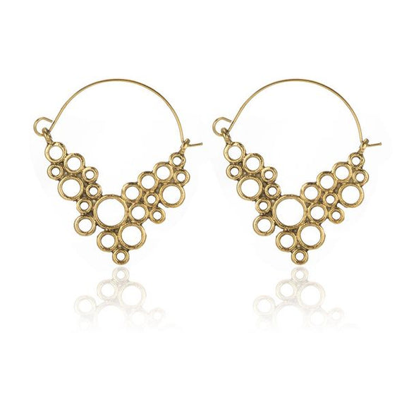 E1472 Gold Multi Circles Openwork Metal Earrings - Iris Fashion Jewelry