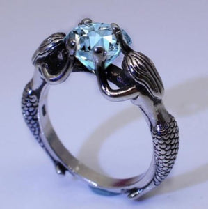 R130 Silver Light Blue Gemstone Mermaid Ring - Iris Fashion Jewelry