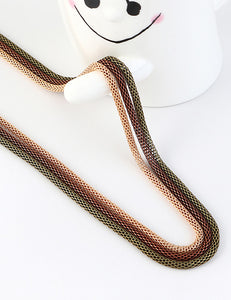 N1804 Gold Brown Green 3 Piece Metal Snake Chain Necklace with FREE Earrings - Iris Fashion Jewelry