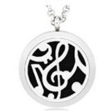 N1160 Silver Music Note Essential Oil Necklace with FREE Earrings PLUS 5 Different Color Pads - Iris Fashion Jewelry