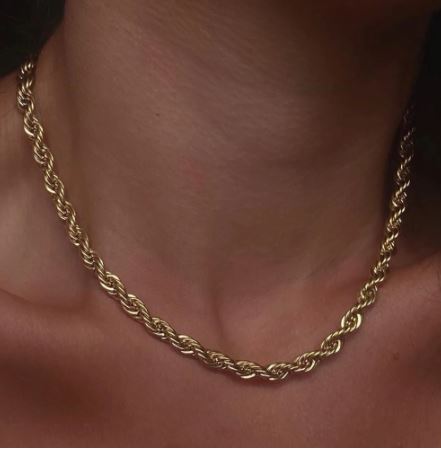 N1455 Gold Twisted Chain Choker Necklace with Free Earrings - Iris Fashion Jewelry