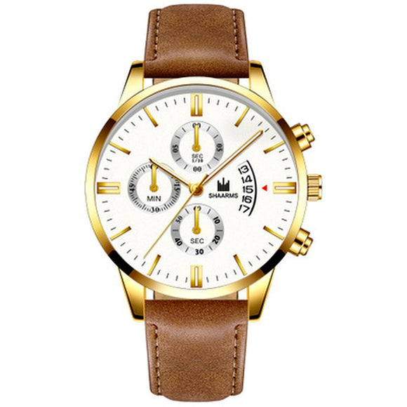W305 Brown Band Gold Techno Time Collection Quartz Watch - Iris Fashion Jewelry