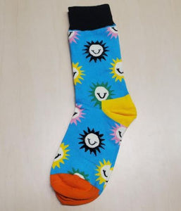 SF1073 Fashion Blue Smiley Sun Socks - Iris Fashion Jewelry