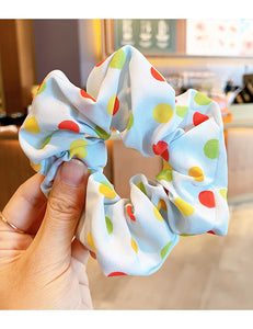 H594 Light Blue Multi Color Polka Dots Hair Scrunchie - Iris Fashion Jewelry