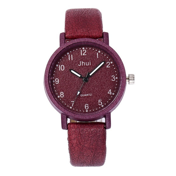 W280 Burgundy Suede Look Collection Quartz Watch - Iris Fashion Jewelry