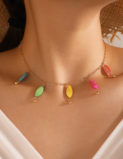 N1251 Gold Multi Color Gem Necklace FREE Earrings - Iris Fashion Jewelry