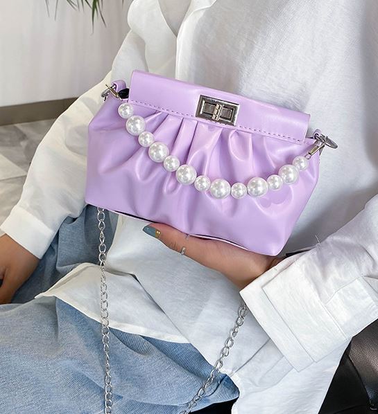 PB13 Lavender Pearl Accent Shoulder Bag - Iris Fashion Jewelry