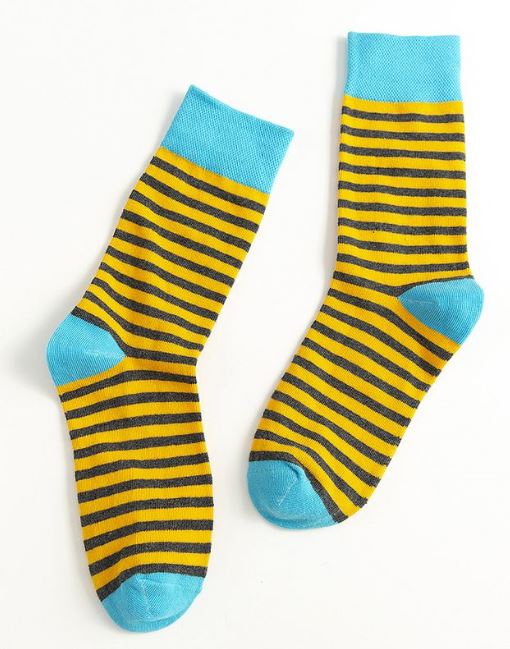 SF701 Golden Yellow & Gray Stripes Socks - Iris Fashion Jewelry