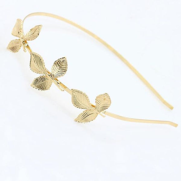 H342 Gold 3 Leaf Head Band - Iris Fashion Jewelry