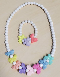 L308 Colorful Butterfly Bead Necklace & Bracelet Set - Iris Fashion Jewelry