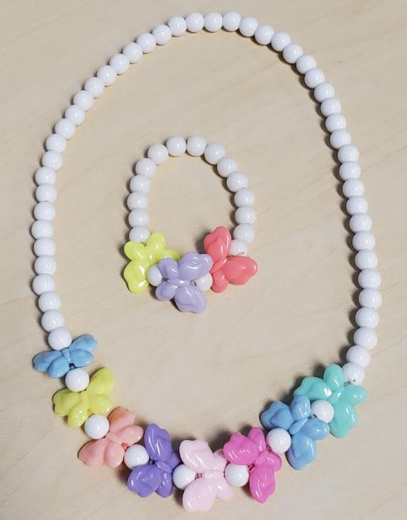 L308 Colorful Butterfly Bead Necklace & Bracelet Set - Iris Fashion Jewelry