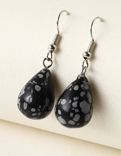E1064 Silver Black Gray Drop Earrings - Iris Fashion Jewelry