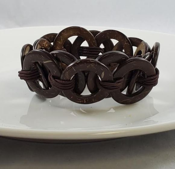 B826 Brown Wooden Rings Bead Bracelet - Iris Fashion Jewelry