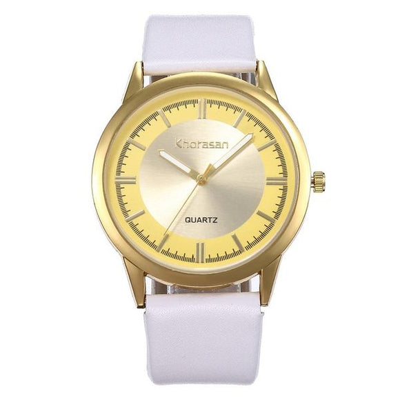 W242 Gold White Band Quartz Watch - Iris Fashion Jewelry
