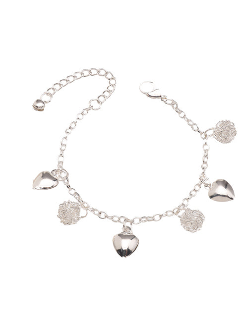 B1179 Silver Jingle Heart Ball Charm Bracelet - Iris Fashion Jewelry