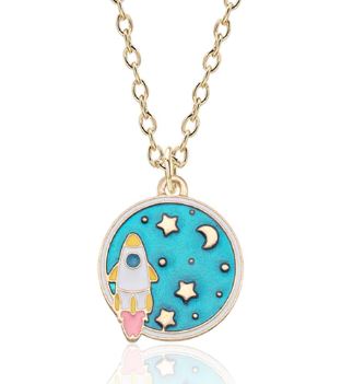 L500 Gold Planet & Rocket Necklace - Iris Fashion Jewelry