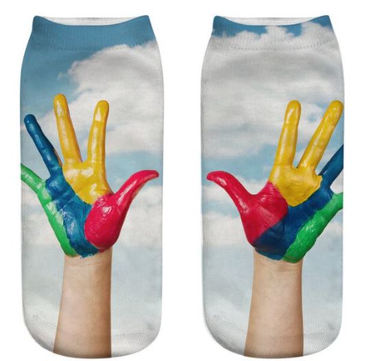 SF1202 Colorful Hand in the Clouds Socks - Iris Fashion Jewelry