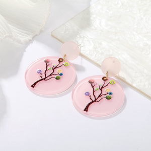 E1591 Pink Acrylic Festive Tree Earrings - Iris Fashion Jewelry