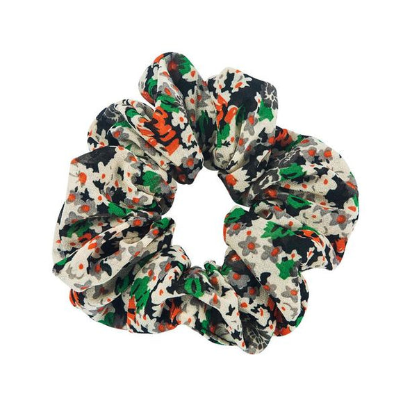 H288 Beige Floral Hair Scrunchie - Iris Fashion Jewelry