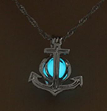 N475 Silver Glow in the Dark Anchor Necklace with FREE EARRINGS - Iris Fashion Jewelry