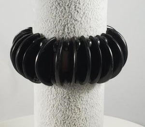 B154 Black Wooden Disk Bead Bracelet - Iris Fashion Jewelry